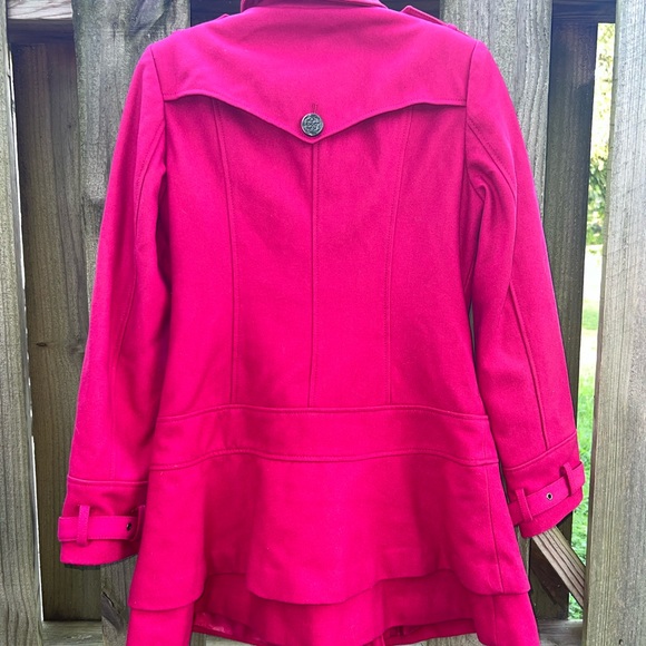 Guess Los Angeles fuchsia ruffle pea coat - Picture 6 of 8